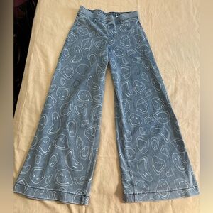 H&M Blue Flare Jeans with Fun Print